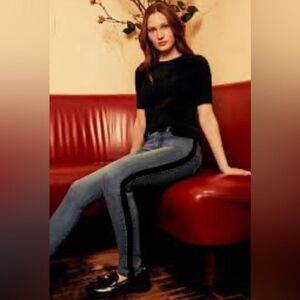 #513 ECRU THE LOS FELIZ Velvet Stripe Jeans